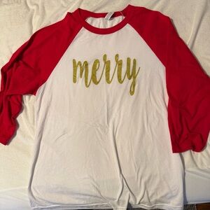 Bella Canvas Red and White Raglan Shirt